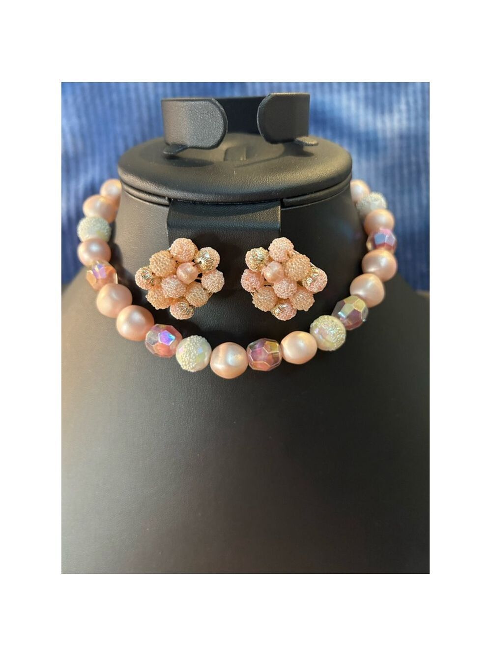 Womens vintage Japan Pink Amazingness Necklace & Earrings Set